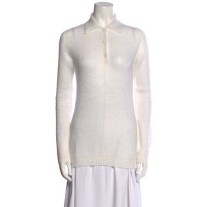Prada Mohair Knit Polo Shirt in Ivory
